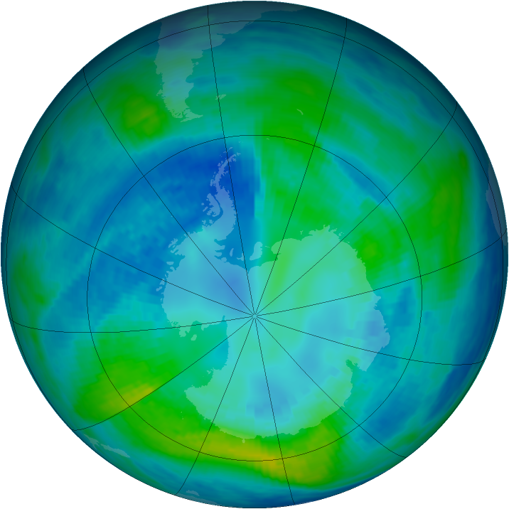 Antarctic ozone map for 16 April 1993